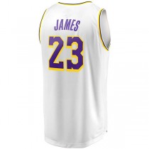 LA.Lakers #23 LeBron James Fanatics Branded Fast Break Replica Player Jersey Association Edition White Stitched American Basketball Jersey