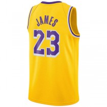 LA.Lakers #23 LeBron James Swingman Player Jersey Icon Edition Gold Stitched American Basketball Jersey