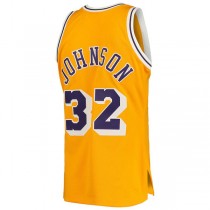 LA.Lakers #32 Magic Johnson Mitchell & Ness 1984-85 Hardwood Classics Authentic Jersey Gold Stitched American Basketball Jersey