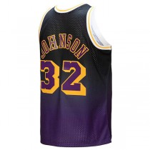 LA.Lakers #32 Magic Johnson Mitchell & Ness 1984-85 Hardwood Classics Fadeaway Swingman Player Jersey Purple Black Stitched American Basketball Jersey