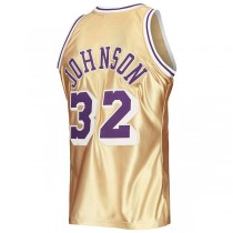 LA.Lakers #32 Magic Johnson Mitchell & Ness 75th Anniversary 1984-85 Hardwood Classics Swingman Jersey Gold Stitched American Basketball Jersey