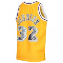 LA.Lakers #32 Magic Johnson Mitchell & Ness Hardwood Classics 75th Anniversary Diamond Jersey Gold Stitched American Basketball Jersey