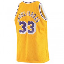 LA.Lakers #33 Kareem Abdul-Jabbar Mitchell & Ness Big & Tall Hardwood Classics Jersey Gold Stitched American Basketball Jersey