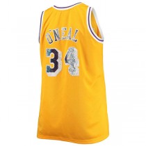 LA.Lakers #34 Shaquille O'Neal Mitchell & Ness Big & Tall 1996-97 75th Anniversary Diamond Swingman Jersey Gold Stitched American Basketball Jersey