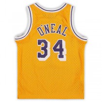LA.Lakers #34 Shaquille O'Neal Mitchell & Ness Preschool 1996-1997 Hardwood Classics Throwback Team Jersey Gold Stitched American Basketball Jersey