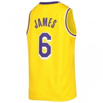 LA.Lakers #6 LeBron James 2021-22 Diamond Swingman Jersey Gold Stitched American Basketball Jersey