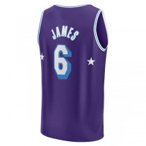 LA.Lakers #6 LeBron James Fanatics Branded 2021-22 Fast Break Replica Jersey City Edition Purple Stitched American Basketball Jersey