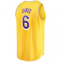 LA.Lakers #6 LeBron James Fanatics Branded 2021-22 Fast Break Replica Jersey Icon Edition Gold Stitched American Basketball Jersey