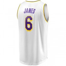 LA.Lakers #6 LeBron James Fanatics Branded 2021-22 Fast Break Replica Player Jersey White Association Edition Stitched American Basketball Jersey