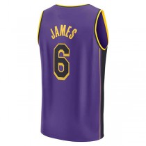 LA.Lakers #6 LeBron James Fanatics Branded 2022-23 Fast Break Replica Player Jersey Statement Edition Purple Stitched American Basketball Jersey