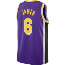 LA.Lakers #6 LeBron James Jordan Brand 2021-22 #6 Swingman Player Jersey Statement Edition Purple Stitched American Basketball Jersey