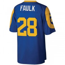 LA.Rams #28 Marshall Faulk Mitchell & Ness Royal Legacy Replica Jersey Stitched American Football Jerseys