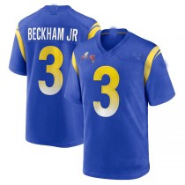 LA.Rams #3 Odell Beckham Jr. Royal Super Bowl LVI Game Patch Jersey Stitched American Football Jersey