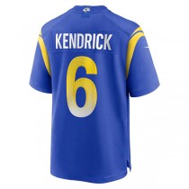 LA.Rams #6 Derion Kendrick Royal Game Player Jersey Stitched American Football Jerseys