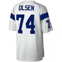 LA.Rams #74 Merlin Olsen Mitchell & Ness White 1969 Legacy Replica Jersey Stitched American Football Jerseys