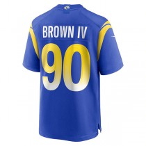 LA.Rams #90 Earnest Brown IV Royal Game Player Jersey Stitched American Football Jerseys