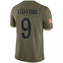 LA.Rams #9 Matthew Stafford Olive 2022 Salute To Service Limited Jersey Stitched American Football Jerseys