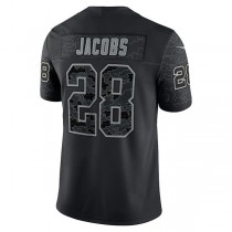 LV.Raiders #28 Josh Jacobs Black RFLCTV Limited Jersey Stitched American Football Jerseys