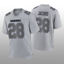 LV.Raiders #28 Josh Jacobs Gray Atmosphere Fashion Game Jersey Stitched American Football Jerseys