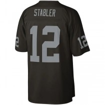 LV. Raiders #12 Ken Stabler Mitchell & Ness Black Legacy Replica Jersey Stitched American Football Jerseys