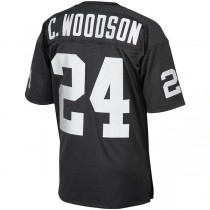 LV. Raiders #24 Charles Woodson Mitchell & Ness Black 1998 Authentic Throwback Retired Player Jersey Stitched American Football Jerseys