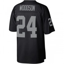 LV. Raiders #24 Charles Woodson Mitchell & Ness Black Legacy Replica Jersey Stitched American Football Jerseys