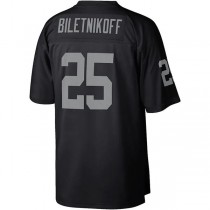LV. Raiders #25 Fred Biletnikoff Mitchell & Ness Black Legacy Replica Jersey Stitched American Football Jerseys