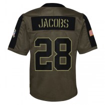 LV. Raiders #28 Josh Jacobs Olive 2021 Salute To Service Game Jersey Stitched American Football Jerseys