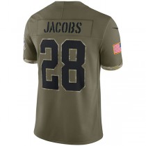 LV. Raiders #28 Josh Jacobs Olive 2022 Salute To Service Limited Jersey Stitched American Football Jerseys