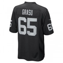 LV. Raiders #65 Hroniss Grasu Black Game Player Jersey Stitched American Football Jerseys