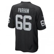 LV. Raiders #66 Dylan Parham Black Game Player Jersey Stitched American Football Jerseys