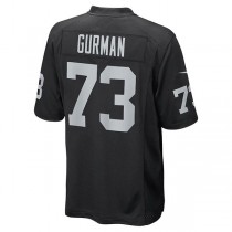 LV. Raiders #73 Vitaliy Gurman Black Game Player Jersey Stitched American Football Jerseys