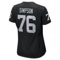 LV. Raiders #76 John Simpson Black Game Jersey Stitched American Football Jerseys
