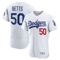 Los Angeles Dodgers # 50 Mookie Betts White Home Authentic Player Jersey Baseball Jerseys