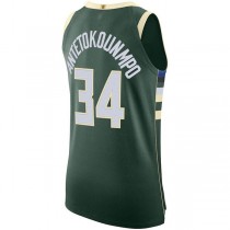 M.Bucks #34 Giannis Antetokounmpo 2020-21 Authentic Jersey Icon Edition Hunter Green Stitched American Basketball Jersey