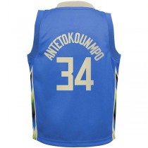 M.Bucks #34 Giannis Antetokounmpo Toddler 2022-23 Replica Jersey City Edition Royal Stitched American Basketball Jersey