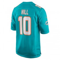 M.Dolphins #10 Tyreek Hill Aqua Game Jersey Stitched American Football Jerseys