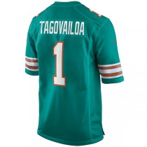 M.Dolphins #1 Tua Tagovailoa Aqua Alternate Game Jersey Stitched American Football Jerseys