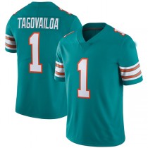 M.Dolphins #1 Tua Tagovailoa Aqua Alternate Vapor Limited Jersey Stitched American Football Jerseys