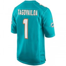M.Dolphins #1 Tua Tagovailoa Aqua Game Jersey Stitched American Football Jerseys