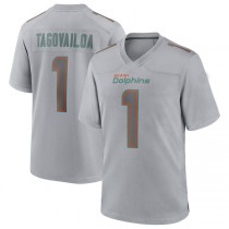 M.Dolphins #1 Tua Tagovailoa Gray Atmosphere Fashion Game Jersey Stitched American Football Jerseys