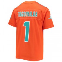 M.Dolphins #1 Tua Tagovailoa Orange Inverted Team Game Jersey Stitched American Football Jerseys