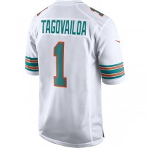 M.Dolphins #1 Tua Tagovailoa White 2nd Alternate Game Jersey Stitched American Football Jerseys