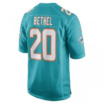 M.Dolphins #20 Justin Bethel Aqua Game Player Jersey Stitched American Football Jerseys