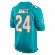 M.Dolphins #24 Byron Jones Aqua Game Jersey Stitched American Football Jerseys