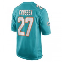 M.Dolphins #27 Keion Crossen Aqua Game Player Jersey Stitched American Football Jerseys