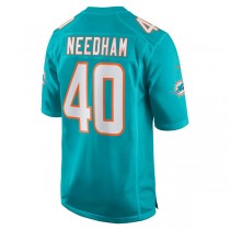 M.Dolphins #40 Nik Needham Aqua Game Jersey Stitched American Football Jerseys