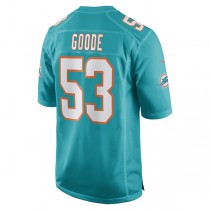 M.Dolphins #53 Cameron Goode Aqua Game Player Jersey Stitched American Football Jerseys