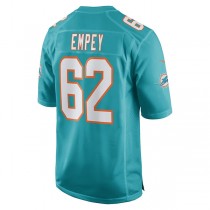 M.Dolphins #62 James Empey Aqua Game Player Jersey Stitched American Football Jerseys