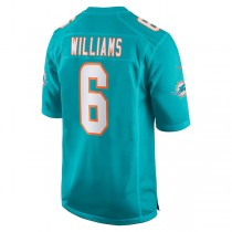 M.Dolphins #6 Trill Williams Aqua Game Player Jersey Stitched American Football Jerseys